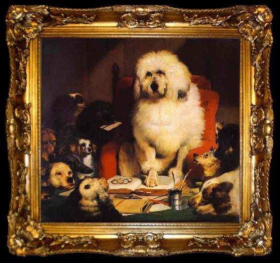 framed  Sir edwin henry landseer,R.A. Laying Down The Law, ta009-2